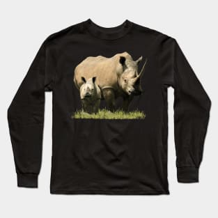 Rhino-Mama with Baby in Kenya / Africa Long Sleeve T-Shirt